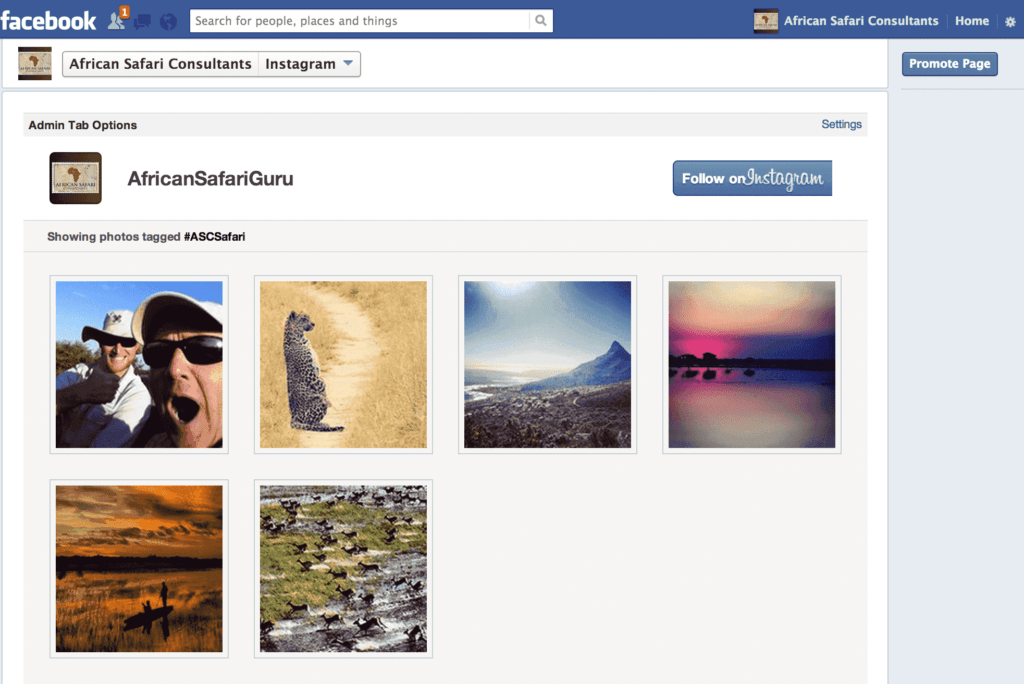 The Instagram tab on our Facebook Page