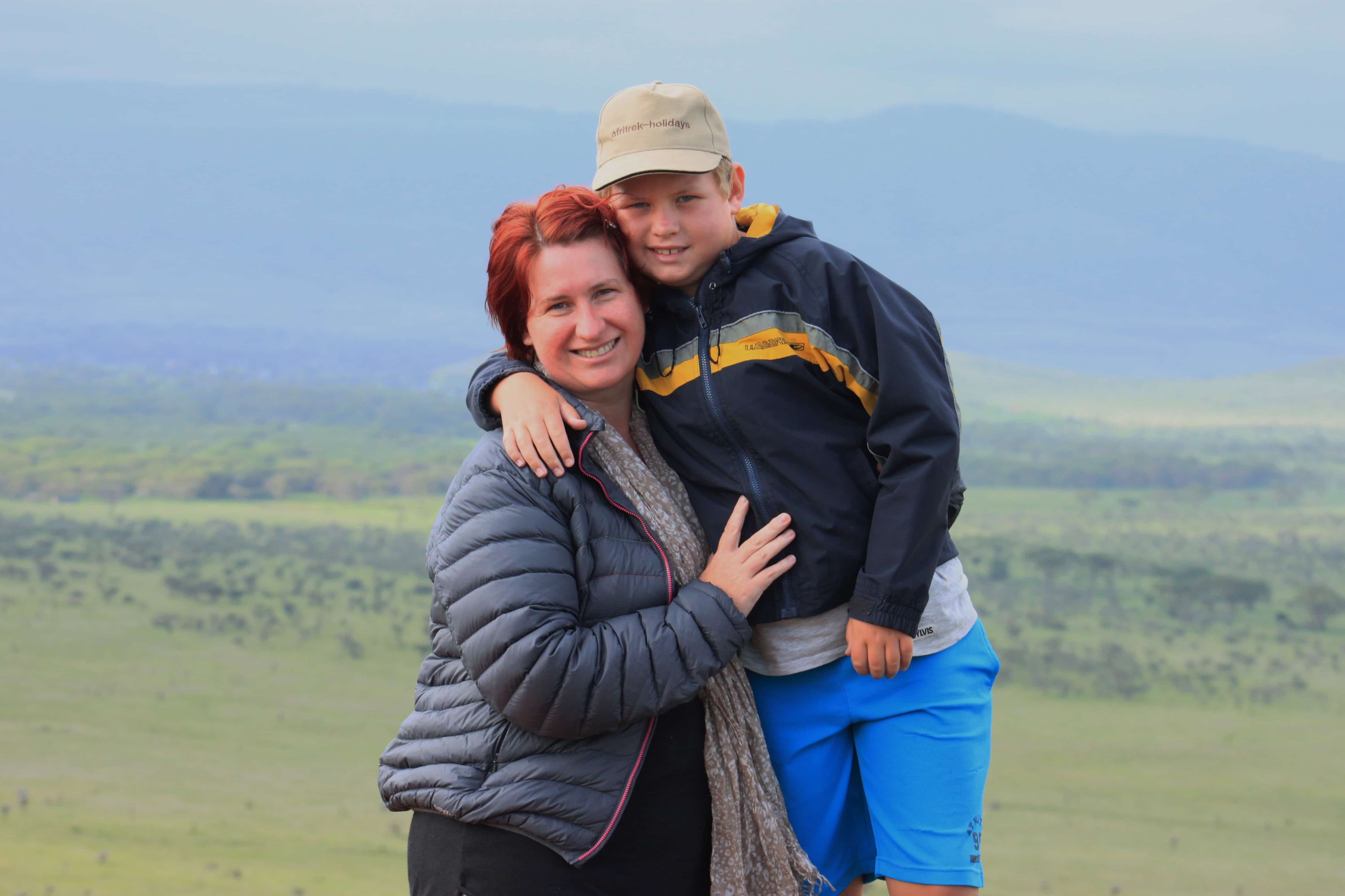 Liesl and her son Ben in the Lewa