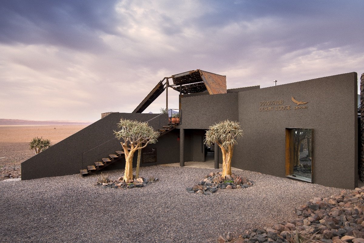 The guest arrival area at &Beyond Sossusvlei Desert Lodge in Namibia