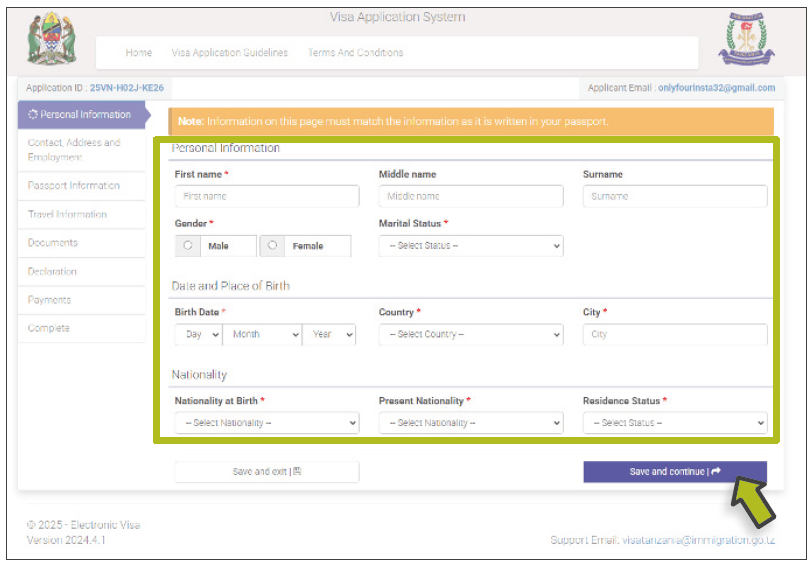 Tanzania Visa Application