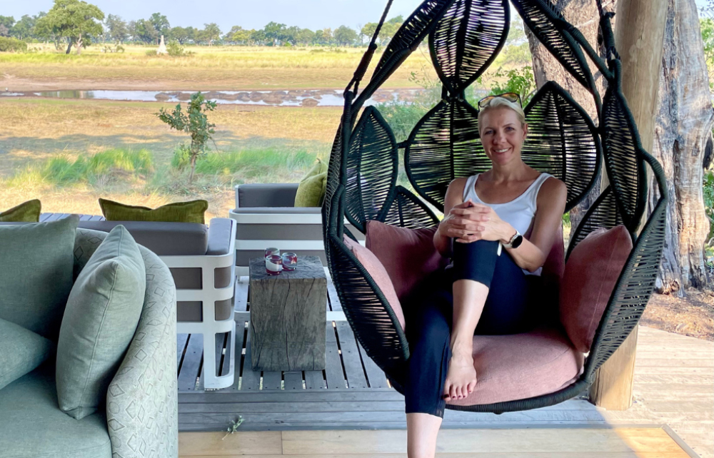 African safari expert Ilze Fox relaxing at a safari lodge