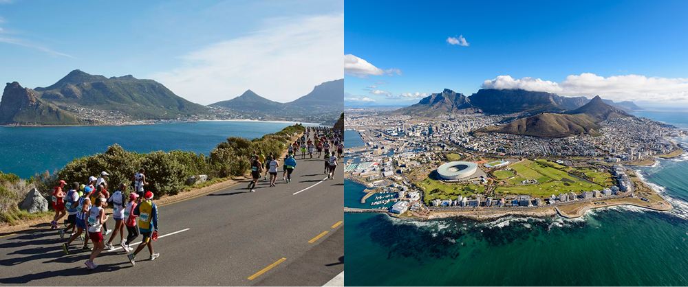 Runners taking part in the Two Oceans Marathon in Cape Town